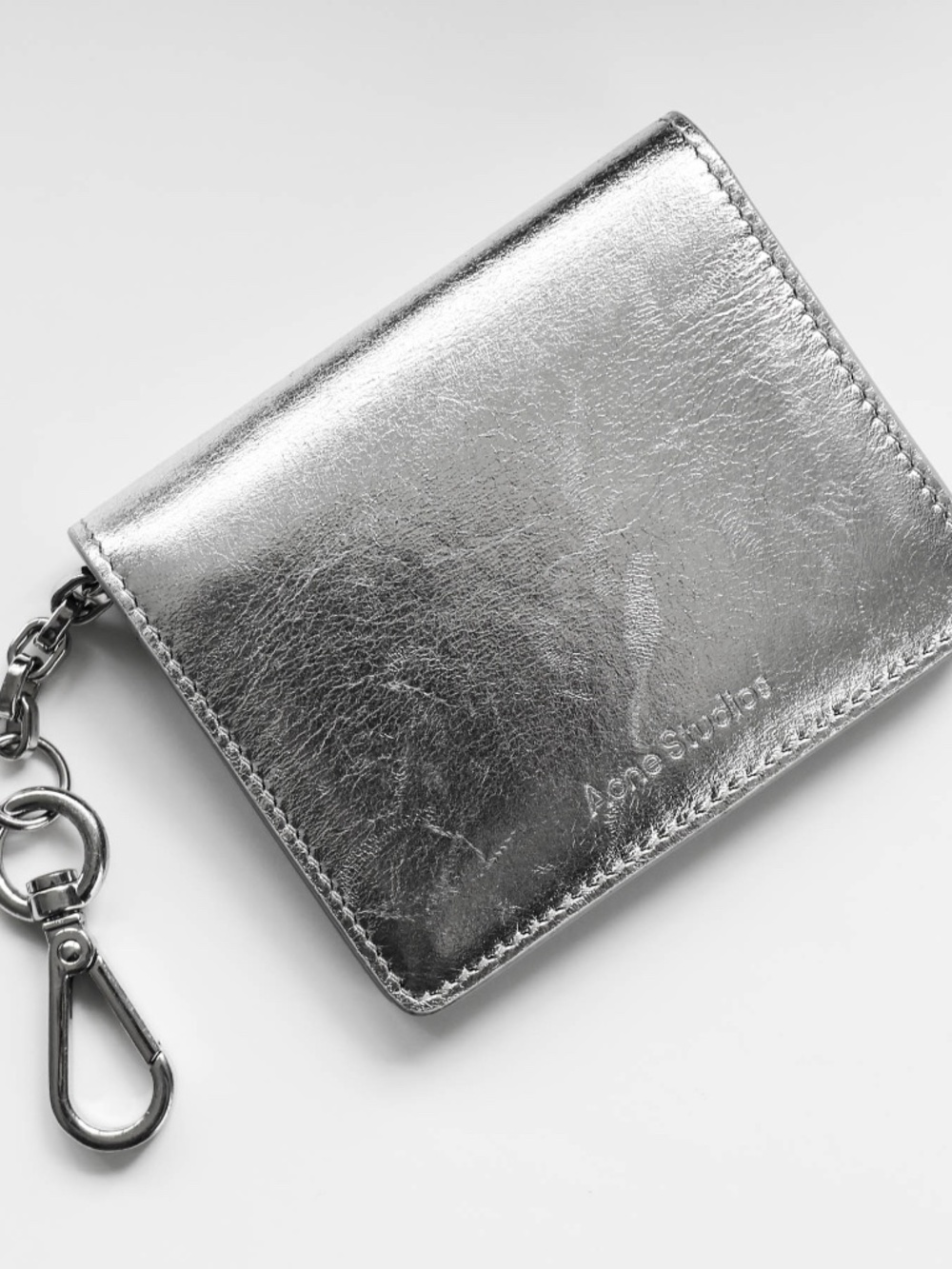 Super Rare Sold Out Acne Studios Silver Foil Leather Folded Snap Wallet $450